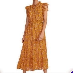 NWT BB Dakota Steve Madden Orange Ruffle Floral Ditsy Midi Dress-‎ Plus XXL, 2XL